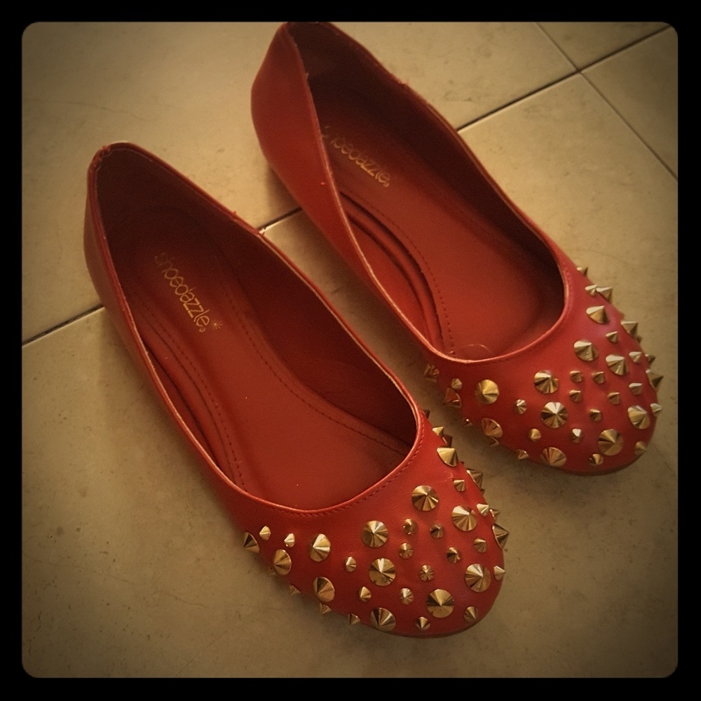 spiky, red, ballet  flats